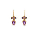 Tina earrings shown in 14K yellow gold with pink and blue sapphires in each