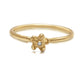 Our Dara ring in 14K yellow gold with round white diamond center stone in flower