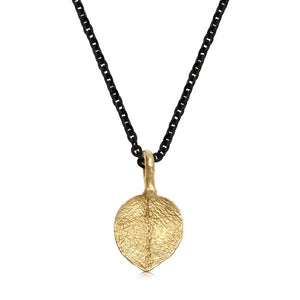 Mixed Metal Delicate Leaf Pendant 14K YELLOW GOLD WITH RHODIUM CHAIN