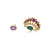 Carina Mismatched earrings with one pear pink sapphire earring stud and one with a pink tourmaline center and 6 multicolored sapphires