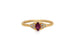 Mina ring in 14K yellow gold with pink tourmaline oval center and 6 gray side diamonds