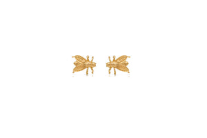 Bee  Studs with textured wings in 14k yellow gold