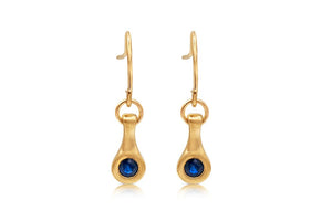 evelyn earrrings in 14k yellow gold and blue sapphire