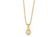 Our Evelyn pendant shown in 14K yellow gold with a white sapphire.