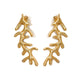 Lulu &amp; Shay Handmade Fine Jewelry Long Coral Earrings Gold. These handcrafted coral inspired earrings drop 1 1/4 of an inch from ear.  Adored by all cultures, coral symbolizes rebirth, wealth, and protection.