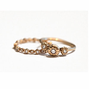 Blossom Three Flower Bud Diamond  in 14K yellow gold shown with other rings sold separately