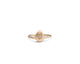 Our egg ring 14K yellow gold with round white diamond center stone and carved diamond shape