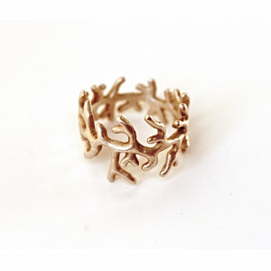 Reef Ring Shown in 14K Rose Gold. his handcrafted coral inspired ring measures approximately 1/2 inch high at it's tallest.   Adored by all cultures, coral symbolizes rebirth, wealth, and protection.﻿