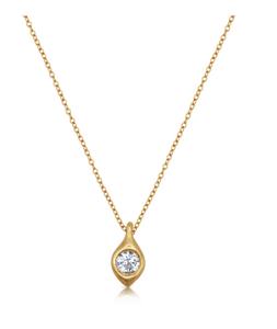 Poppy pendant in 14K yellow gold with a round white sapphire