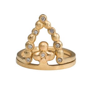 Beatrix ring in 14K yellow gold with diamonds shown with ana ring sold separately