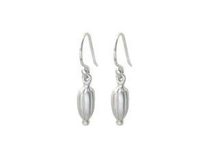 Hand carved bead earrings in sterling silver