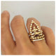 Our Stella band  features 6 sparkling  white pave diamonds in the front shown On hand with other rings