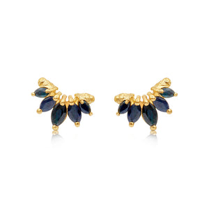 Mila Tiara Earrings with dark blue sapphires
