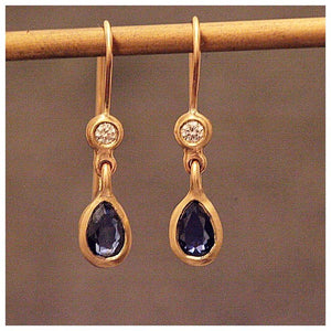 Lulu &amp; Shay Handmade Fine Jewelry Maura Earrings with white diamonds and Sapphire (Copy)