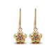 Hanging gloria earrings in 14K yellow gold with white diamond