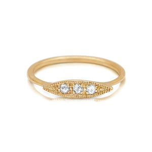 Monica ring in 14K yellow gold with 3 rose cut diamonds