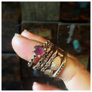 Dot Ring with Center Stone