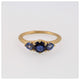 Top view Essie Sapphire Ring Blue sapphires in 14K Yellow gold