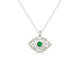 Our luna eye pendant shown in 14K white gold with emerald center stone.