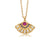 Fan pendant with ruby, sapphire and diamonds in 14K yellow gold