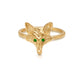 Fox Ring with Emeralds for eyes in 14K Yellow gold.