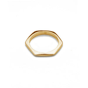 Hexagon ring in 14k yellow gold