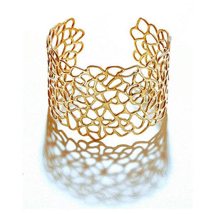 Handmade Fine Jewelry Lace Cuff In 14K yellow gold