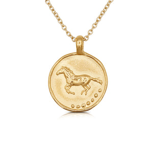 Spirit Animal Capricorn- Horse Pendant 14K Yellow Gold on 16” Yellow Gold Chain or 18” Silver Black Rhodium Chain