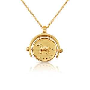 Guide Me Swivel Zodiac Capricorn- Horse Pendant  in 14k yellow gold