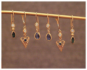 Lulu &amp; Shay Handmade Fine Jewelry Maura Earrings with white diamonds and Sapphire and other earrings (Copy)