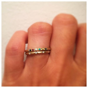 Jasmine ring in 14K yellow gold with multi colored stones on hand with other ring sold separately