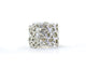 This organic ring measures 9/16 of an inch tall. Set with 10 white diamonds that are 2mm each. (.30TCW) Available in 18K & 14K Gold (Yellow, White, Rose), Silver