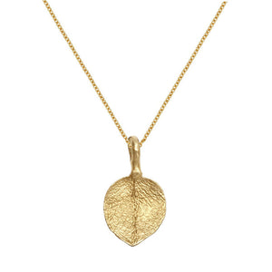 Delicate leaf pendant in 14K yellow gold with 14K yellow gold chain