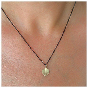 Mixed Metal Delicate Leaf Pendant 14K YELLOW GOLD WITH RHODIUM CHAIN