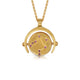 Guide Me Swivel Pendant shown with a Raven on one side and libra zodiac on other in 14K yellow gold.