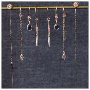 Maura Drop Earrings sapphire and diamonds shown with other pieces sold separately