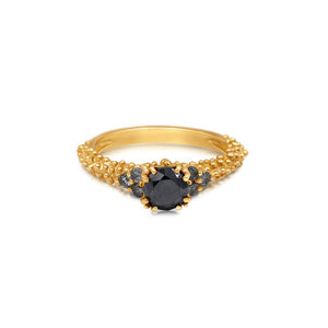 Michaela Ring in 14K yellow gold with black and gray diamonds