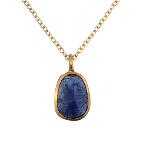 Tanzanite charm necklace with tanzanite charm in 14K yellow gold
