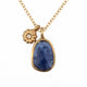 Tanzanite charm necklace with tanzanite charm, blossom flower charm with white diamond  in 14K yellow gold