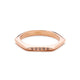 14K rose gold hexagon shaped band hand carved with 5 white diamonds in the front.