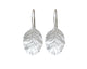 Lulu &amp; Shay Handmade Fine Jewelry Round Leaf Earrings. ﻿These elegant leaf earrings  have the actual texture from a real leaf.  They hang delicately 10/16 of an inch at their widest and 14/16 of an inch from ear wire.