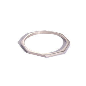 Handmade Fine Jewelry Sterling Silver Hexagon Bangle. These elegant Hexagon bracelets come in 2 sizes. The Thin Hexagon Bracelet measures approximately 2.75mm thick at its widest. The Wide Hexagon Bracelet measures approximately 4mm thick at its widest. Perfect on their own or stacked together.