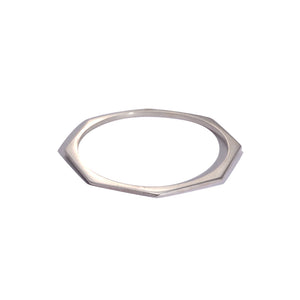 Handmade Fine Jewelry Sterling Silver Hexagon Bangle. These elegant Hexagon bracelets come in 2 sizes. The Thin Hexagon Bracelet measures approximately 2.75mm thick at its widest. The Wide Hexagon Bracelet measures approximately 4mm thick at its widest. Perfect on their own or stacked together.