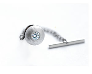 Diamond sphere tac in sterling silver with round white diamond center