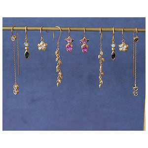 tina earrings shown in 14K yellow gold feature gorgeous pink tourmalines with blue sapphire other earrings sold separately