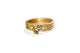 2 Rough diamond 14K Twig stacking ring  with 14K yellow gold two white diamond twig ring in center